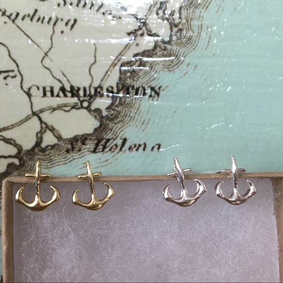 💎2 for $15💎Mini Anchor Post Earrings Gold/Silver - Picture 1 of 7